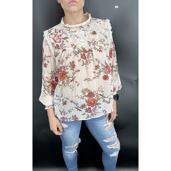 Eyeshadow Tops - Vintage VTG Womens Eyeshadow Sheer Polyester Pullover Top Blouse Sz Medium